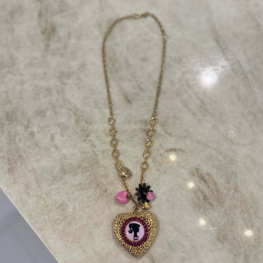 Tarina Tarantino by Barbie - Gold Heart Necklace with Locket featuring Barbie